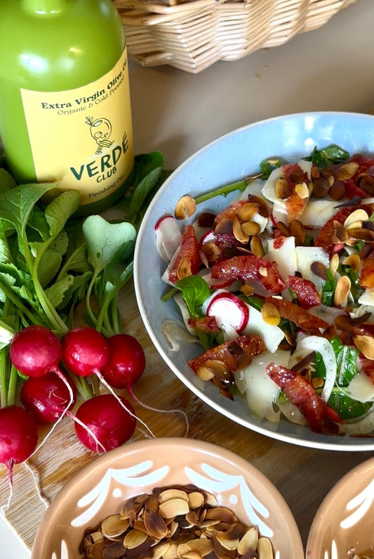Spring fennel salad with blood orange, radish and roasted almonds